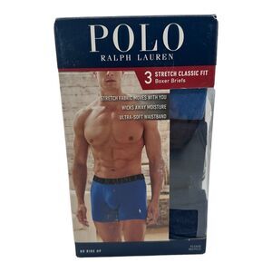 POLO Ralph Lauren Stretch Classic Fit Boxer Briefs 3 Pack Blue Navy Men's Size S
